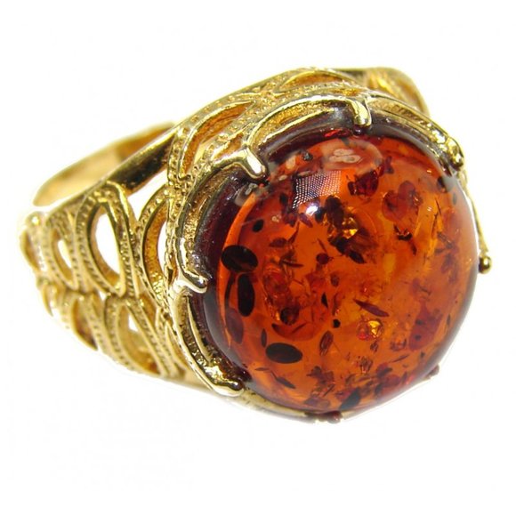 Authentic Baltic Amber Statement Ring - Picture 3 of 6